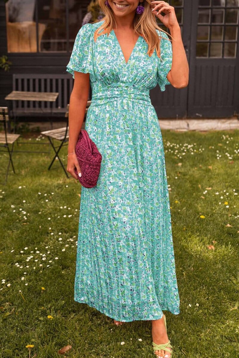 NOUVEAU RICHE Elegantes Maxikleid Mit V Ausschnitt Für Festliche Anlässe Grün