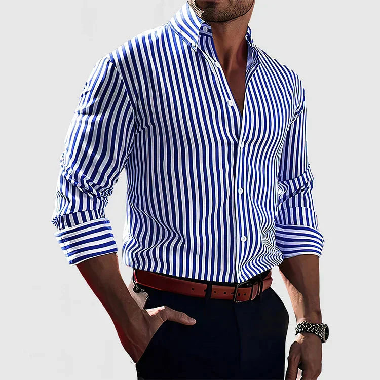 NOUVEAU RICHE Gestreiftes Overshirt Hemd Aus Baumwolle Für Jeden Anlass Blau