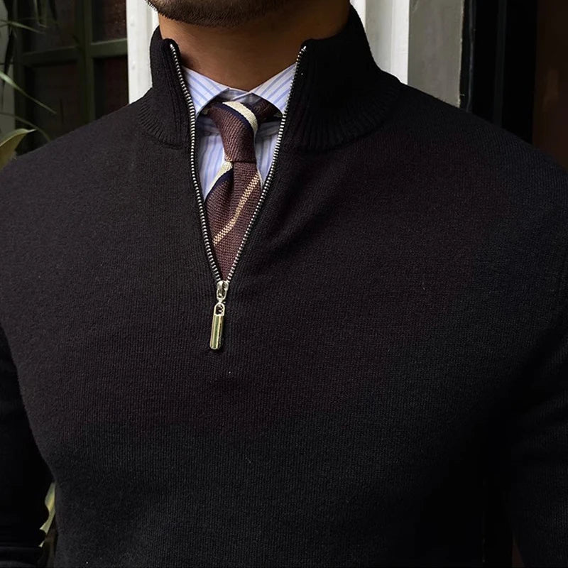 NOUVEAU RICHE Halb Zip Pullover Aus Wollmix Stilvoll Warm Für Kalte Tage