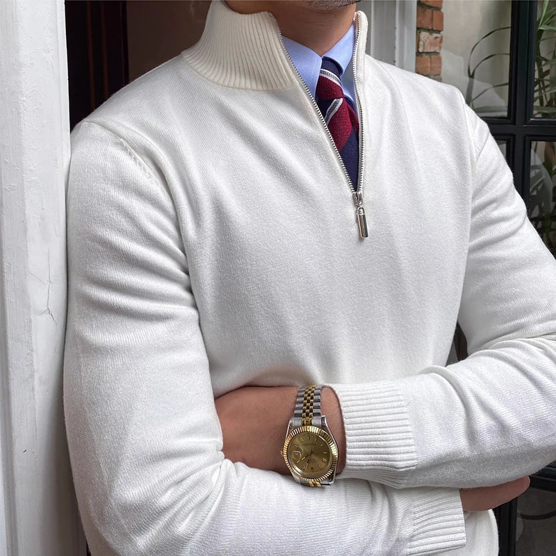 NOUVEAU RICHE Halb Zip Pullover Aus Wollmix Stilvoll Warm Für Kalte Tage