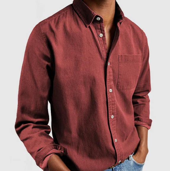 NOUVEAU RICHE Herren Freizeit Denim Hemd Weicher Baumwollmix Alltagslook
