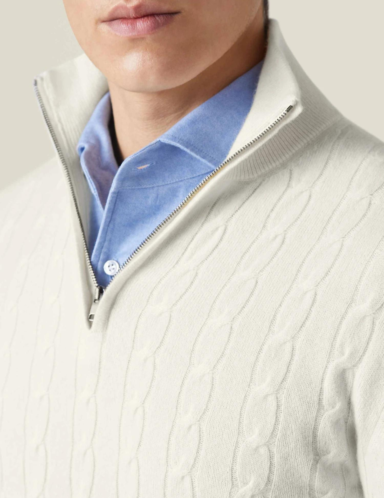 NOUVEAU RICHE Herren Kabelstrick Pullover Mit Reißverschluss Winterwarm