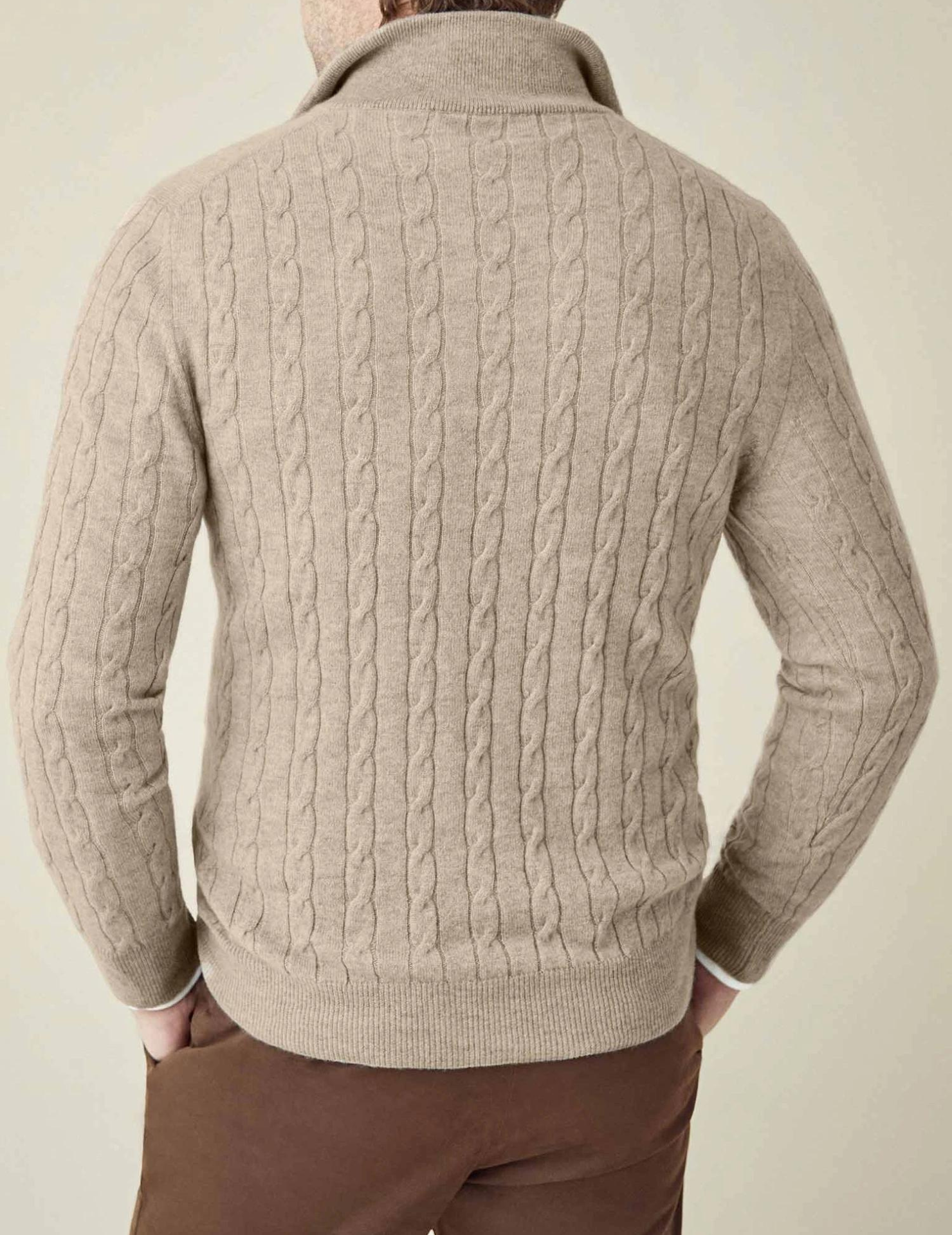 NOUVEAU RICHE Herren Kabelstrick Pullover Mit Reißverschluss Winterwarm