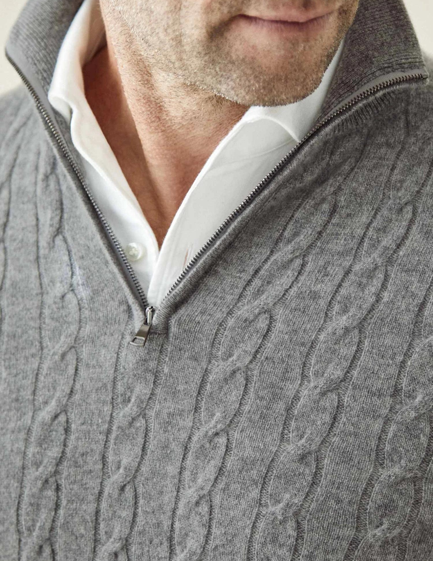 NOUVEAU RICHE Herren Kabelstrick Pullover Mit Reißverschluss Winterwarm
