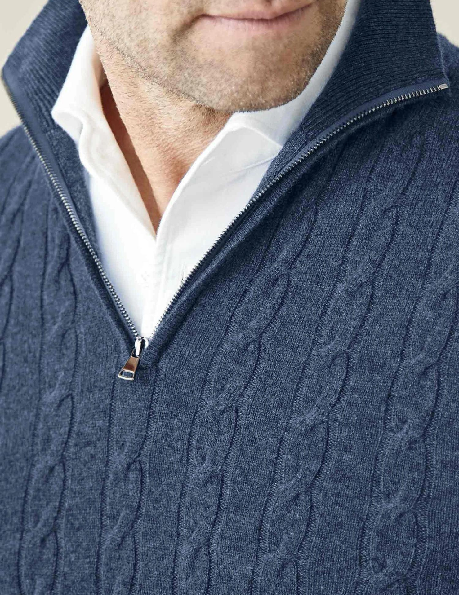 NOUVEAU RICHE Herren Kabelstrick Pullover Mit Reißverschluss Winterwarm