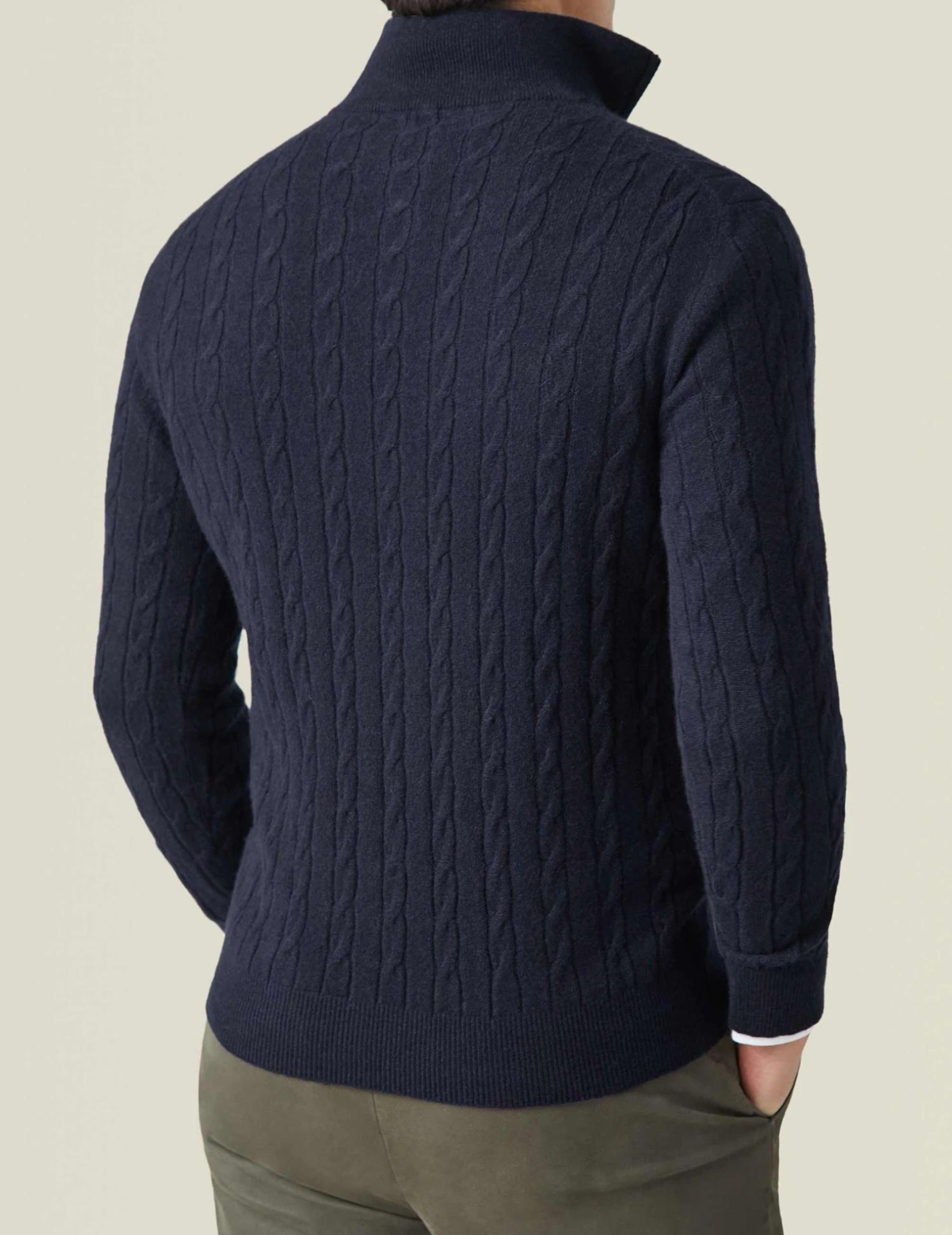 NOUVEAU RICHE Herren Kabelstrick Pullover Mit Reißverschluss Winterwarm