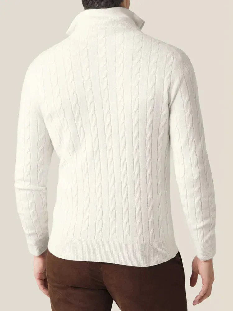 NOUVEAU RICHE Herren Kabelstrick Pullover Mit Reißverschluss Winterwarm