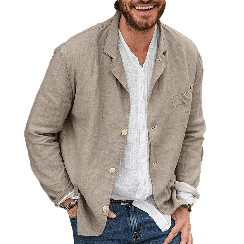 NOUVEAU RICHE Herren Leinen Blazer Freizeit Leicht Und Atmungsaktiv