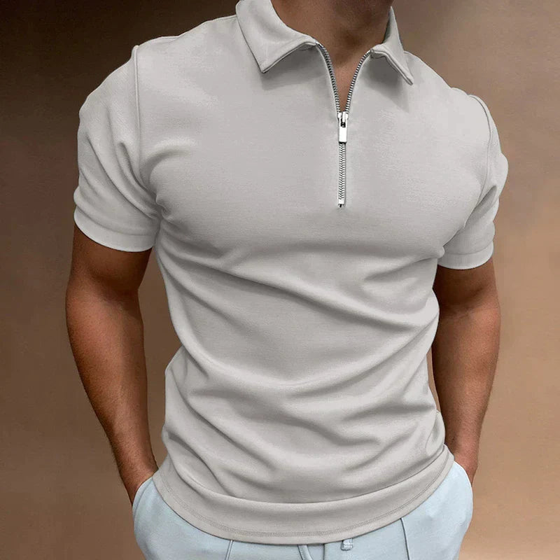NOUVEAU RICHE Herren Polo Reißverschluss Lässiges Freizeit Hemd Vielseitig
