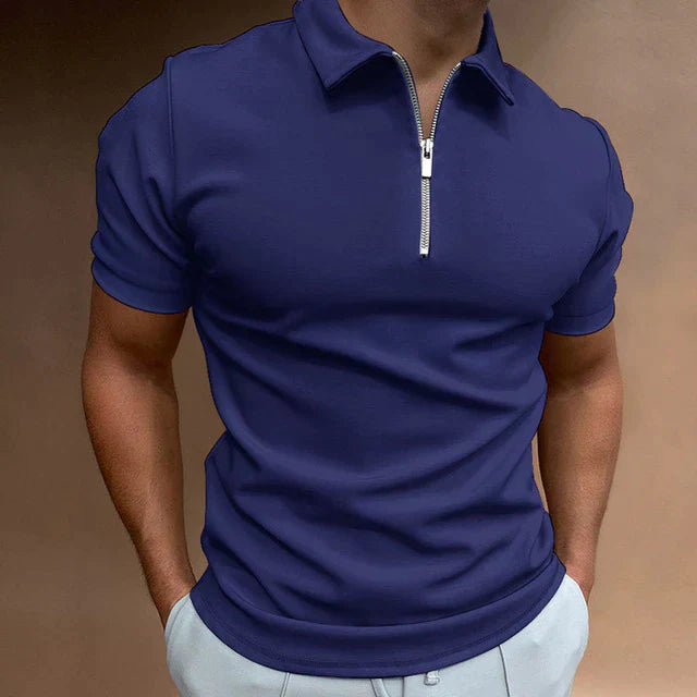 NOUVEAU RICHE Herren Polo Reißverschluss Lässiges Freizeit Hemd Vielseitig