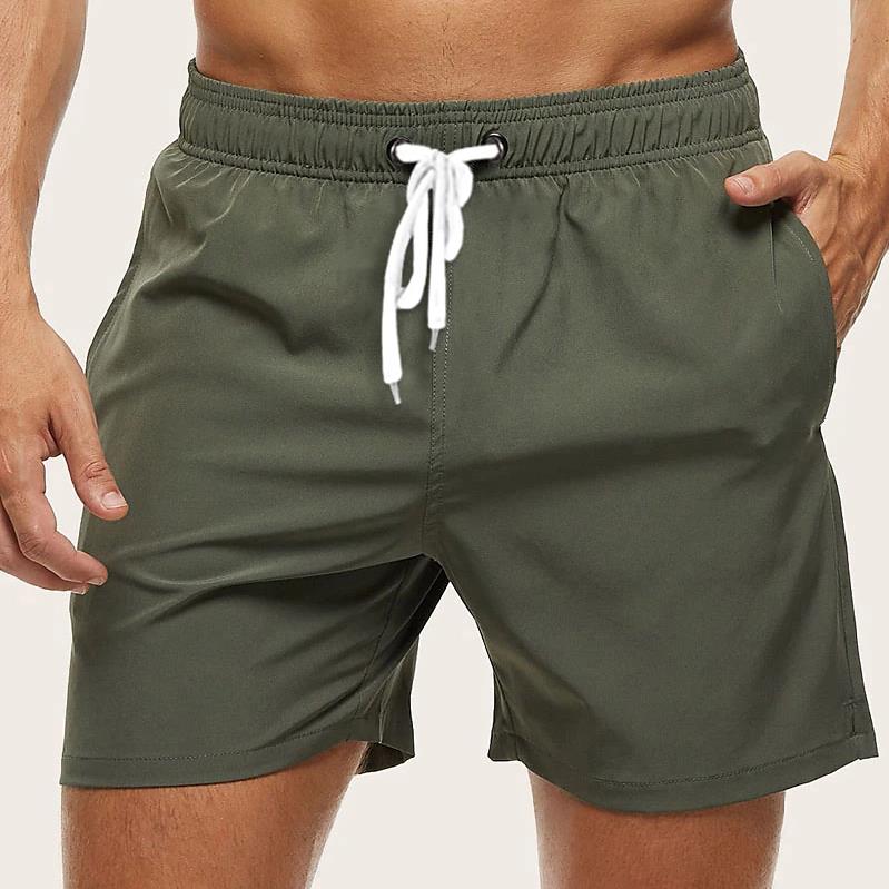 NOUVEAU RICHE Herren Schwimmshorts Schnell Trocknend Stilvolles Design Armeegrün