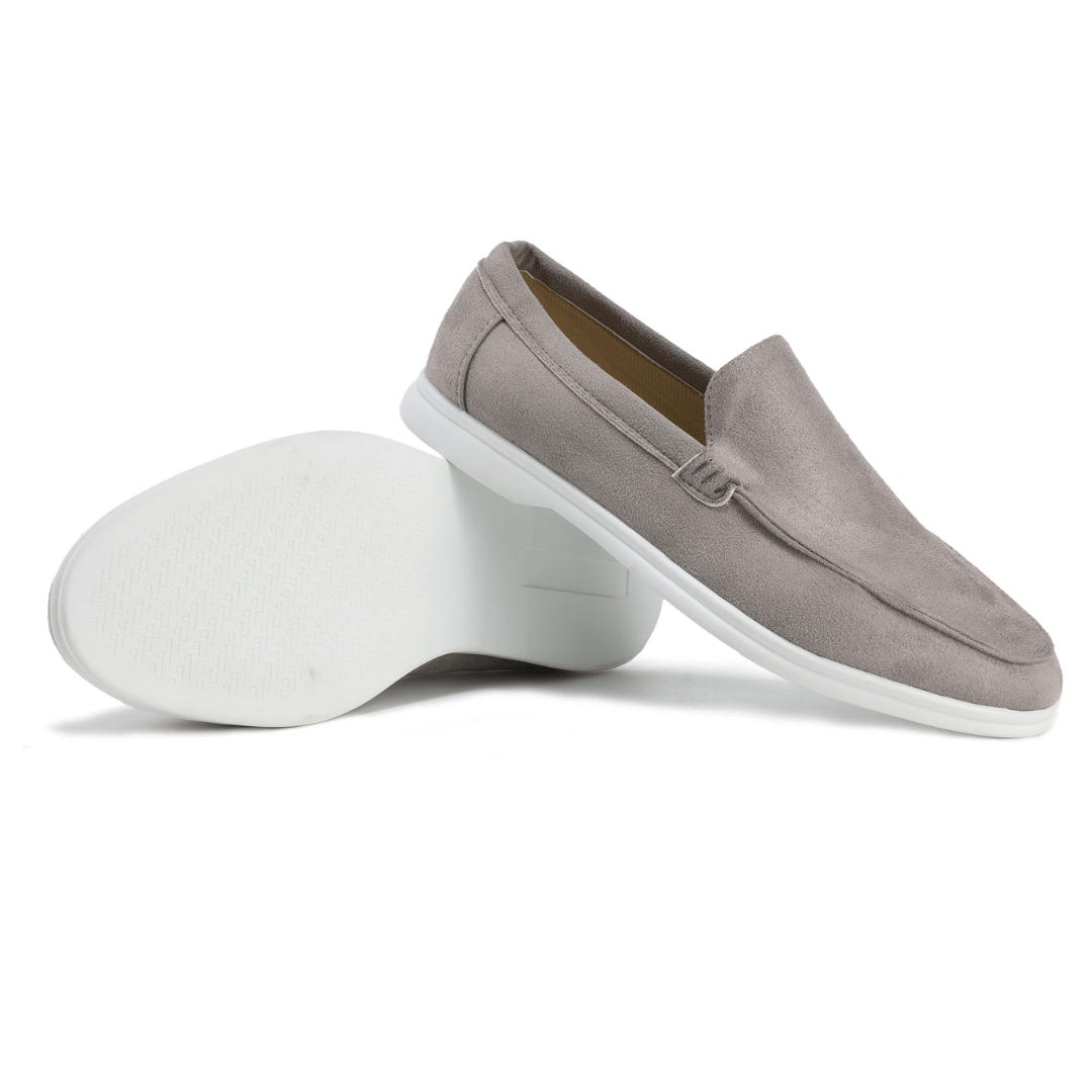 NOUVEAU RICHE Herren Wildleder Slipper Mit MemorySchaum Einlegesohle Grau