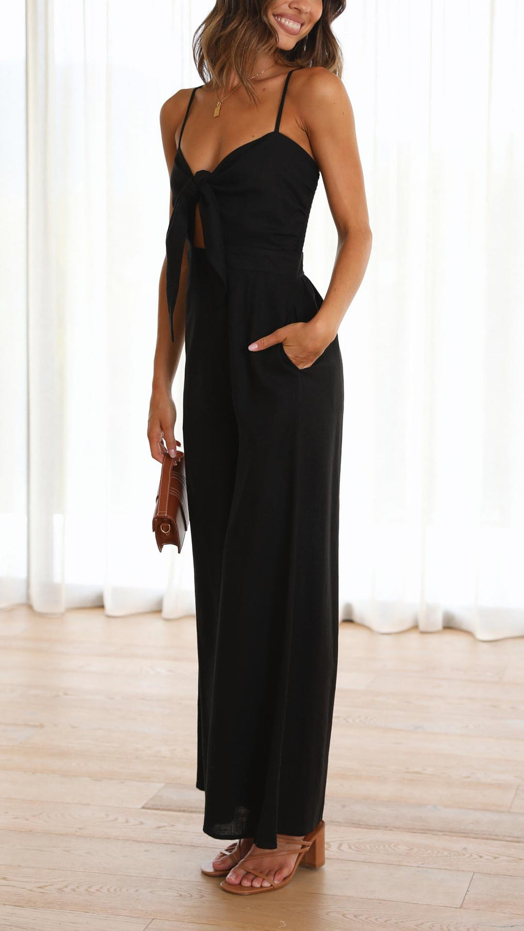 NOUVEAU RICHE Jumpsuit In Voller Länge Mit Verstellbarem Knoten Bustier Schwarz