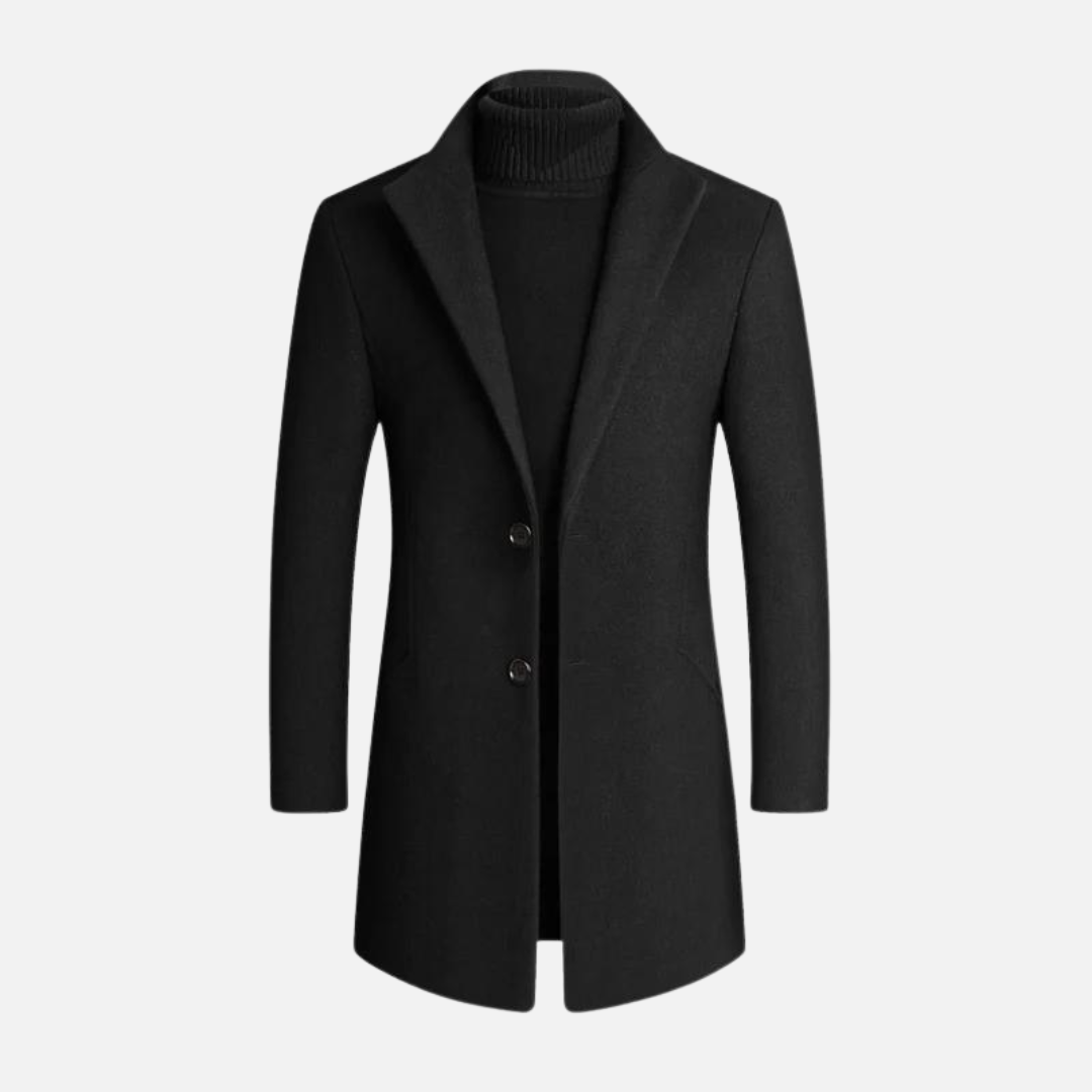 NOUVEAU RICHE Klassischer Wollmantel Für Herren Windabweisend Warm