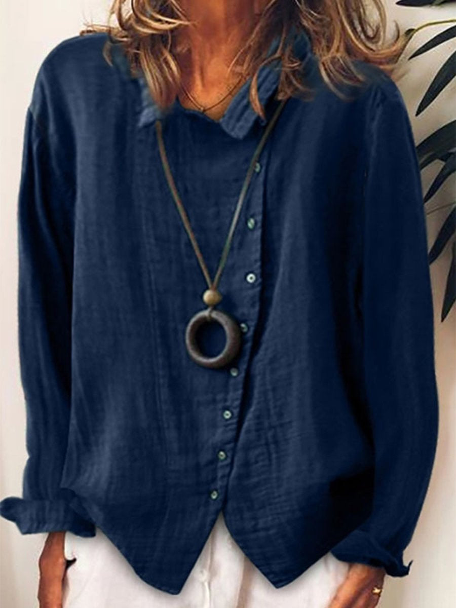 NOUVEAU RICHE Lässiges Longshirt Aus Baumwolle Und Leinen Für Damen Dunkelblau