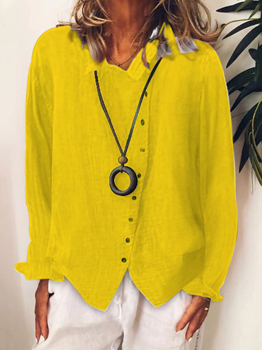 NOUVEAU RICHE Lässiges Longshirt Aus Baumwolle Und Leinen Für Damen Gelb