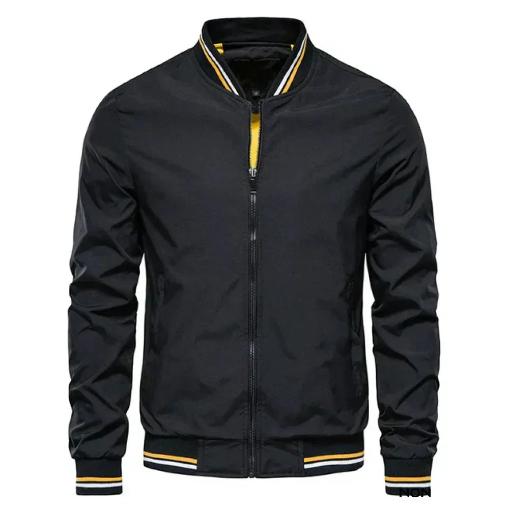 NOUVEAU RICHE Leichte Sommer Bomberjacke Für Herren Sportlich Elegant Schwarz