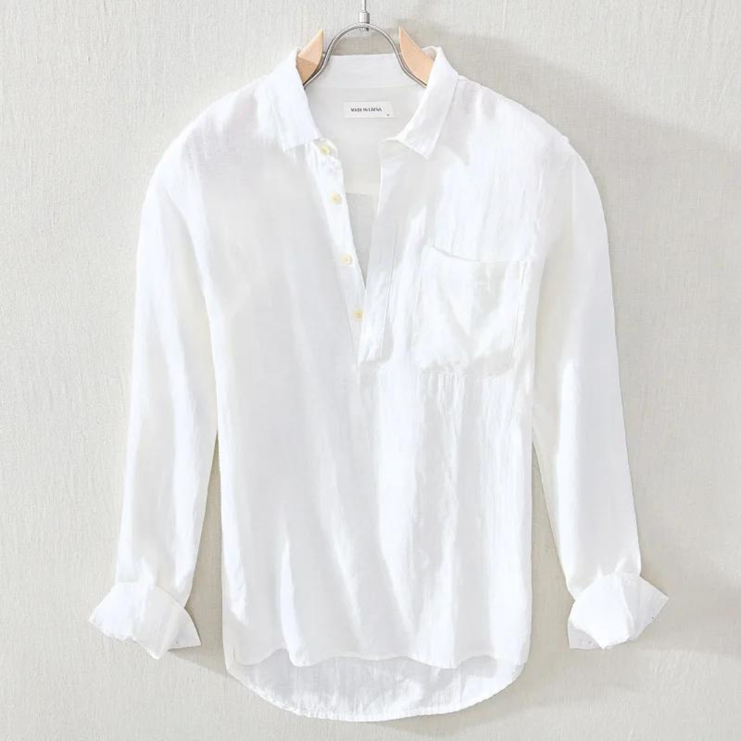 NOUVEAU RICHE Leinen Popover Bluse Atmungsaktiv Leinenstoff Leicht Sommer