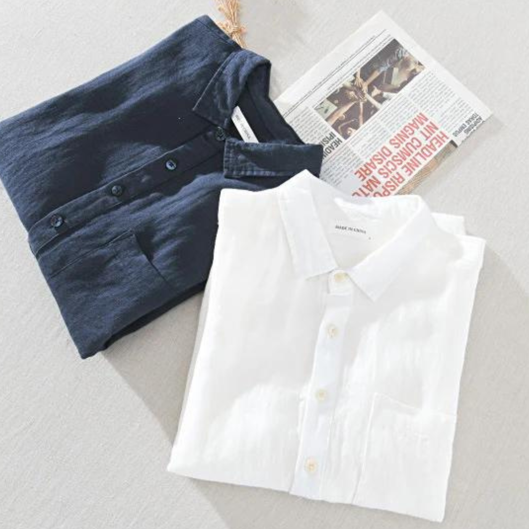 NOUVEAU RICHE Leinen Popover Bluse Damen Atmungsaktiv Leicht Kühl