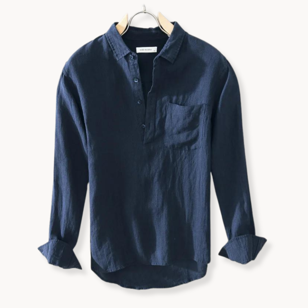NOUVEAU RICHE Leinen Popover Bluse Damen Atmungsaktiv Leicht Kühl