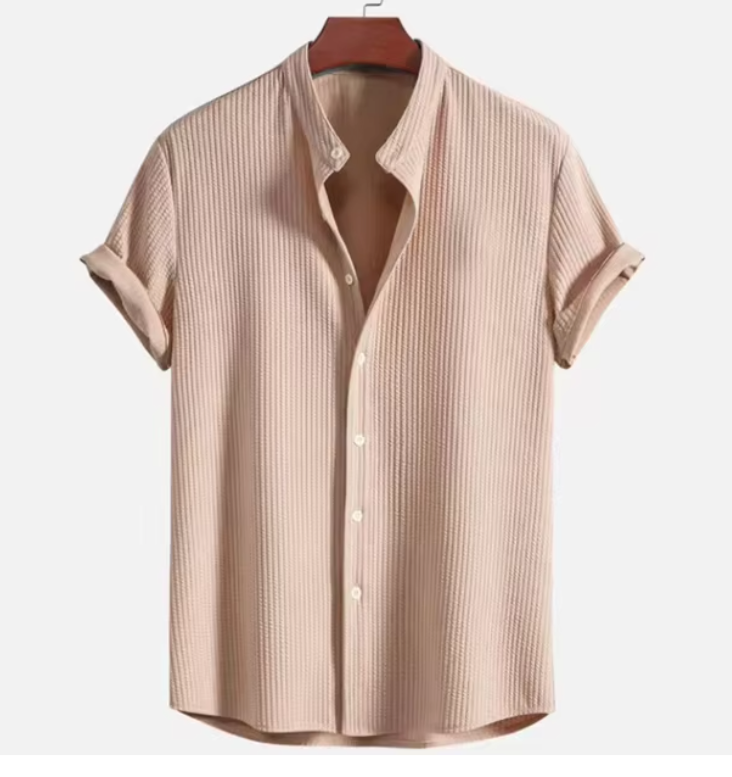 NOUVEAU RICHE Leinenhemd Leicht Atmungsaktiv Sommer Klassische Passform Khaki