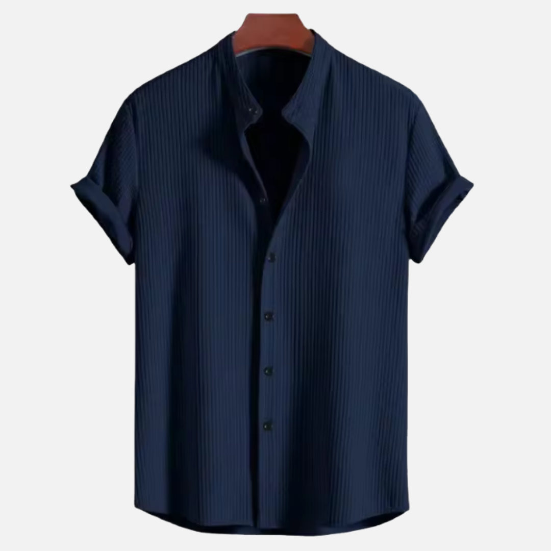 NOUVEAU RICHE Leinenhemd Leicht Atmungsaktiv Sommer Klassische Passform Marineblau