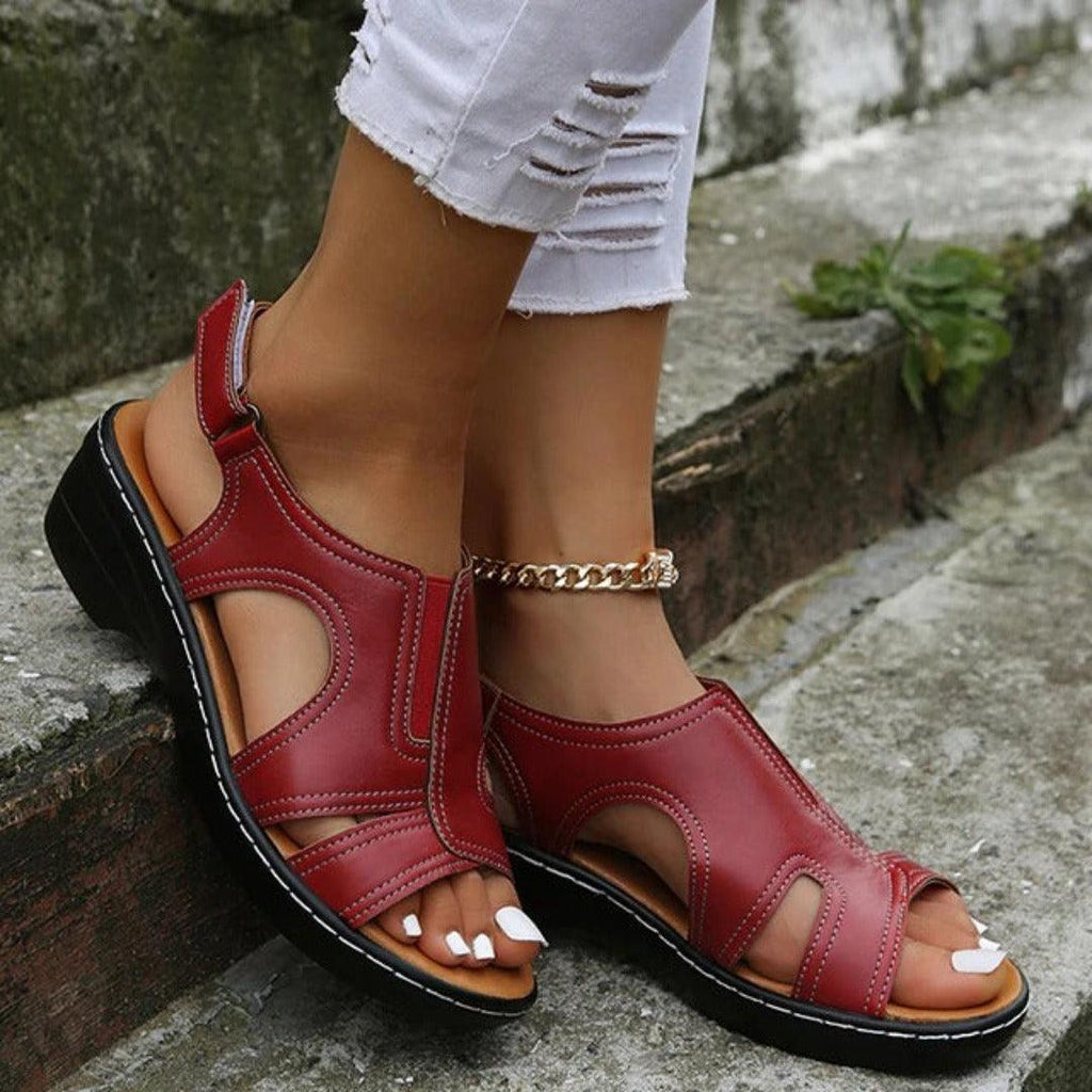 NOUVEAU RICHE Damensandalen Fußgewölbe Stütze Komfortsohle Rot