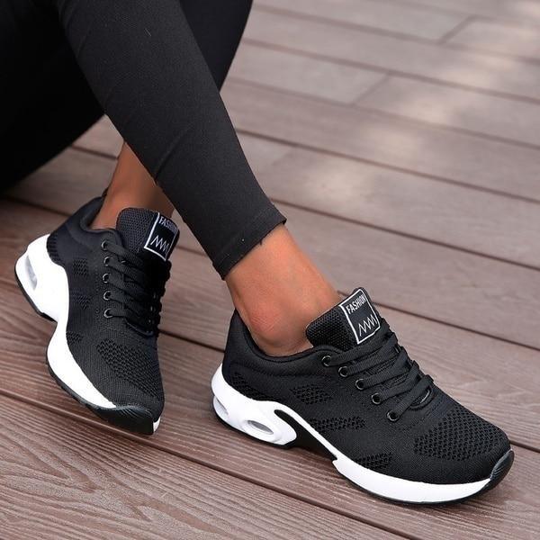 NOUVEAU RICHE Wanderschuhe Damen Leicht Bequem Alltag Schwarz