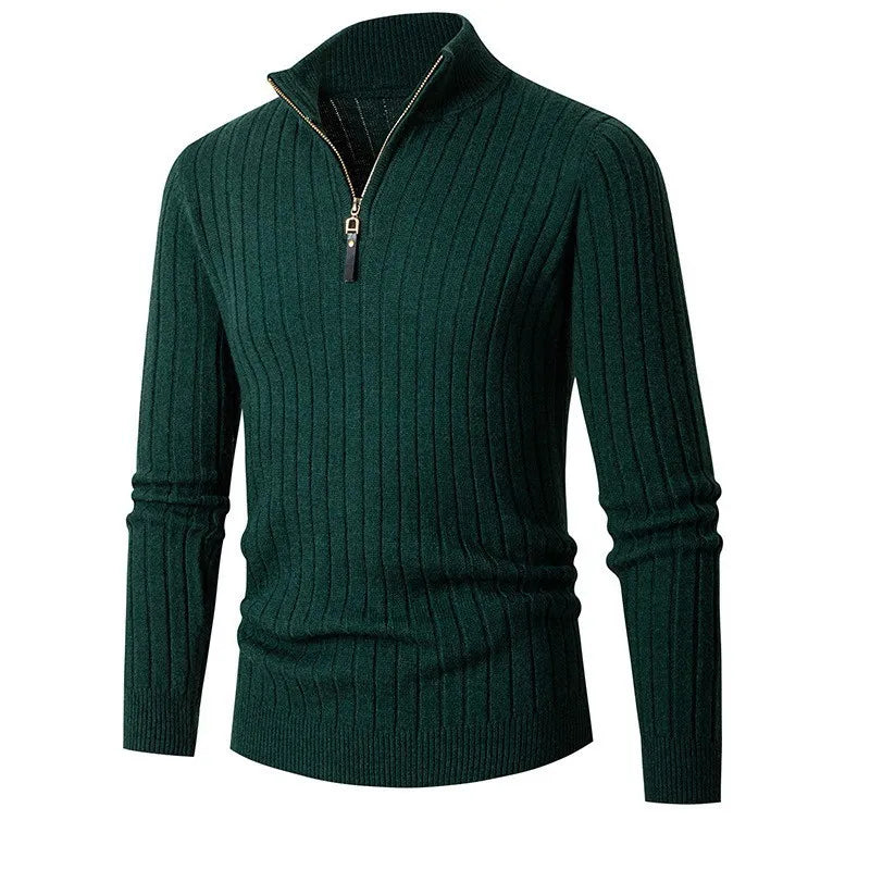NOUVEAU RICHE Baumwolle Pullover Mit Halb Reißverschluss Kragen Grün