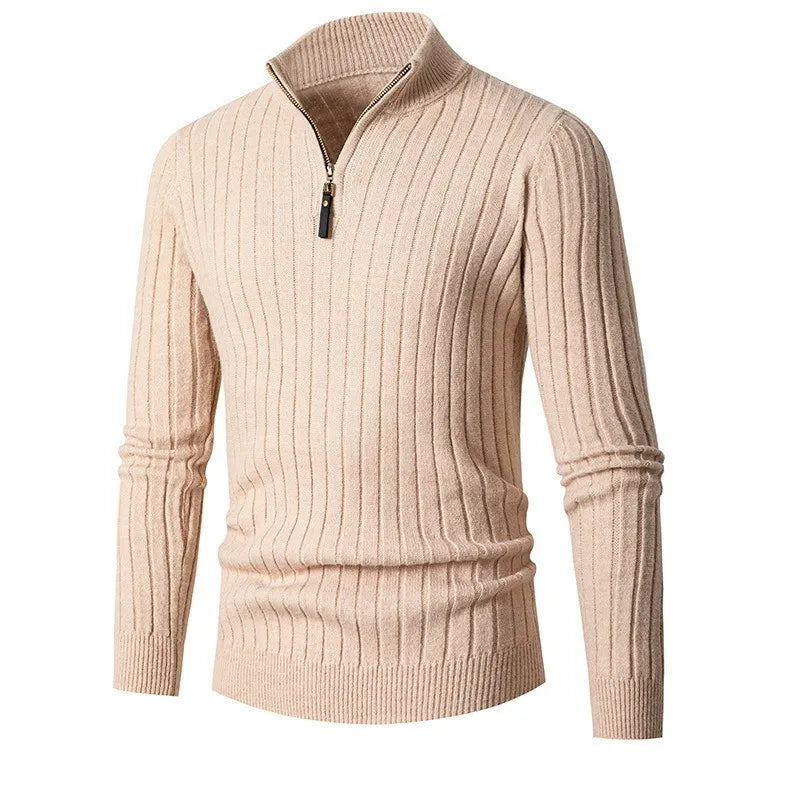 NOUVEAU RICHE Baumwolle Pullover Mit Halb Reißverschluss Kragen Khaki