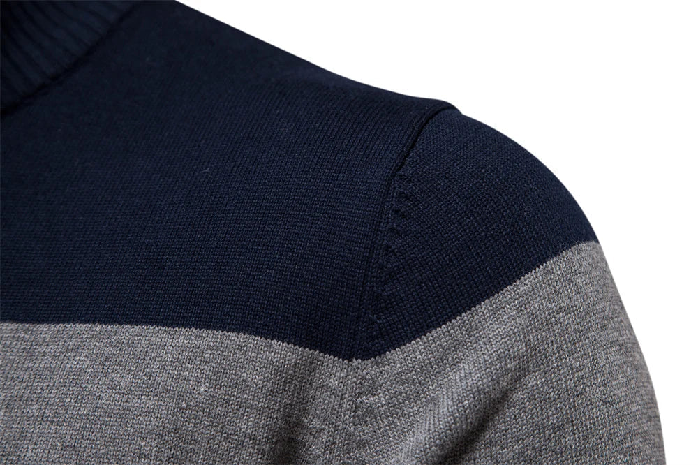 NOUVEAU RICHE Pullover Viertel-Reißverschluss Streifen Baumwollmix