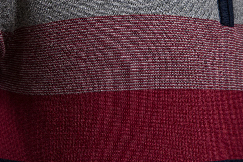 NOUVEAU RICHE Pullover Viertel-Reißverschluss Streifen Baumwollmix