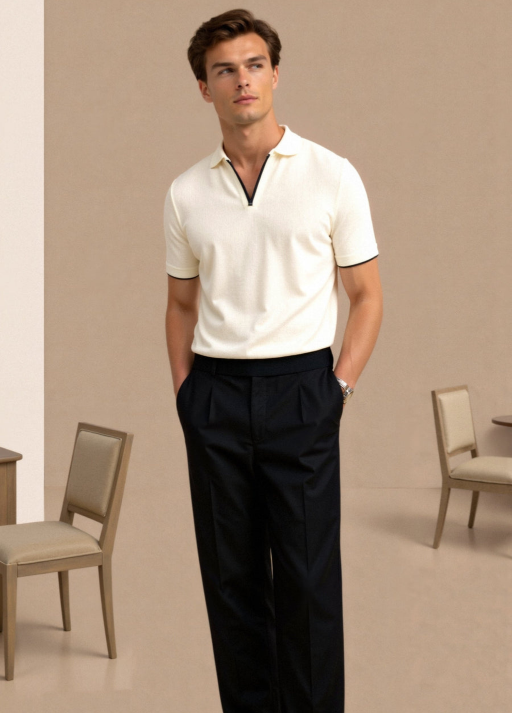 NOUVEAU RICHE Slim Fit Polo Herren Baumwolle Maßgeschneiderter Schnitt
