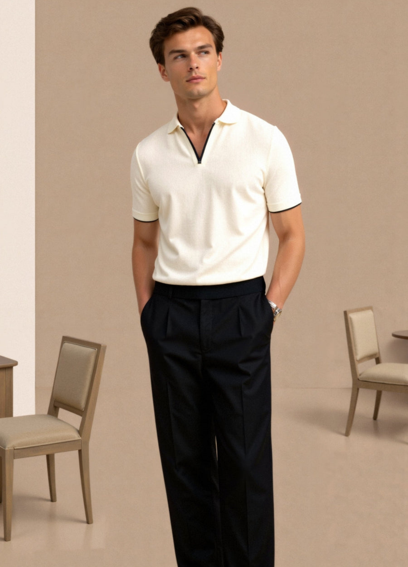 NOUVEAU RICHE Slim Fit Polo Herren Baumwolle Maßgeschneiderter Schnitt