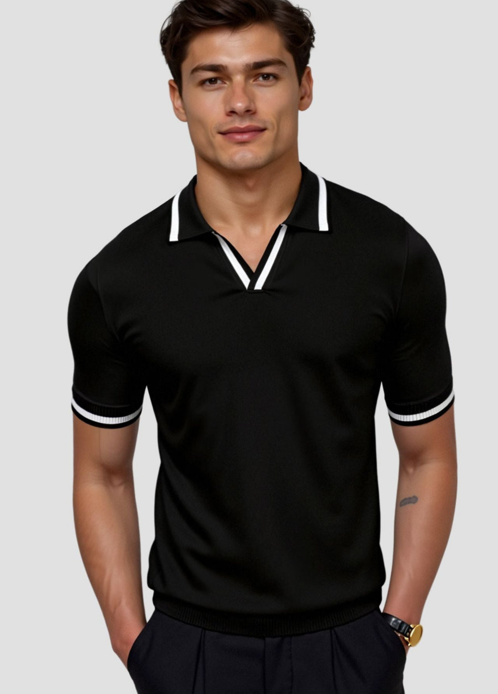 NOUVEAU RICHE Slim Fit Polo Herren Baumwolle Maßgeschneiderter Schnitt