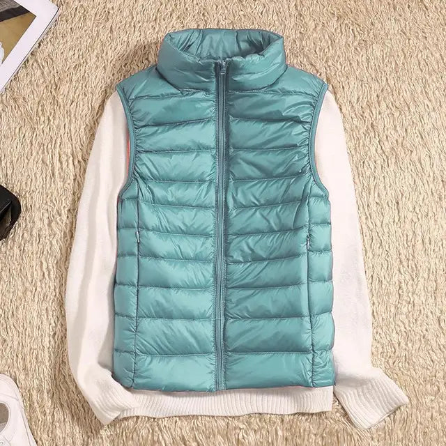 NOUVEAU RICHE Ultraleichte Daunenweste Damen Warme Leichte Schicht Hellblau