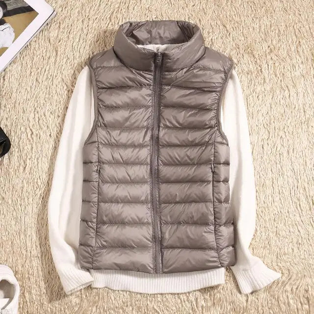 NOUVEAU RICHE Ultraleichte Daunenweste Damen Warme Leichte Schicht Khaki