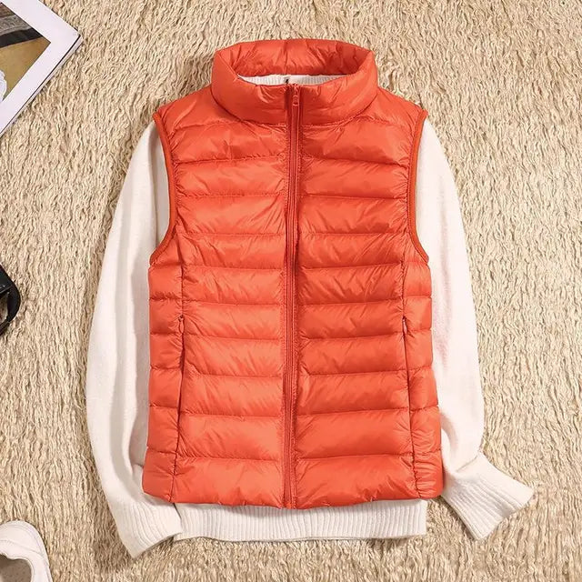NOUVEAU RICHE Ultraleichte Daunenweste Damen Warme Leichte Schicht Orange