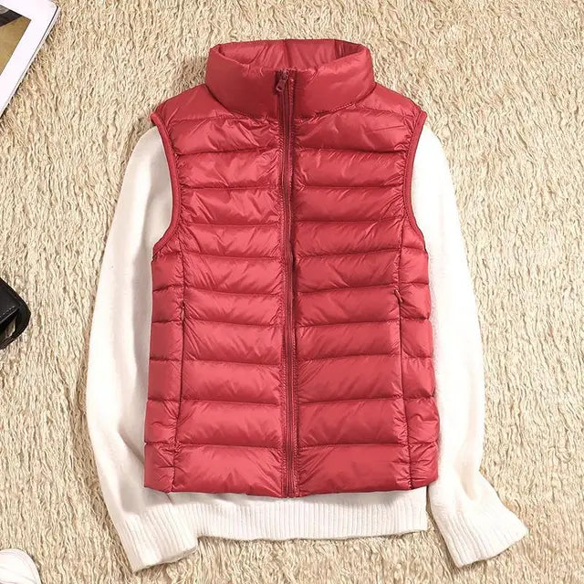 NOUVEAU RICHE Ultraleichte Daunenweste Damen Warme Leichte Schicht Rot