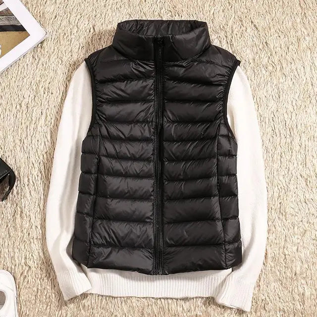 NOUVEAU RICHE Ultraleichte Daunenweste Damen Warme Leichte Schicht Schwarz