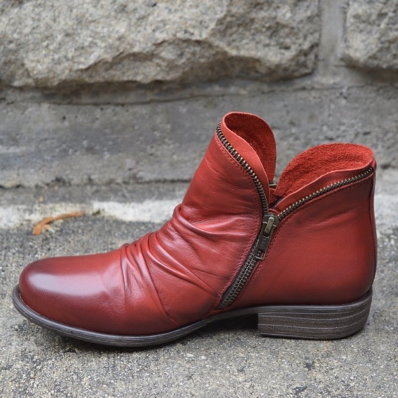 NOUVEAU RICHE Stiefeletten Warm Gefüttert Trendige Herbst Winter Schuhe Rot