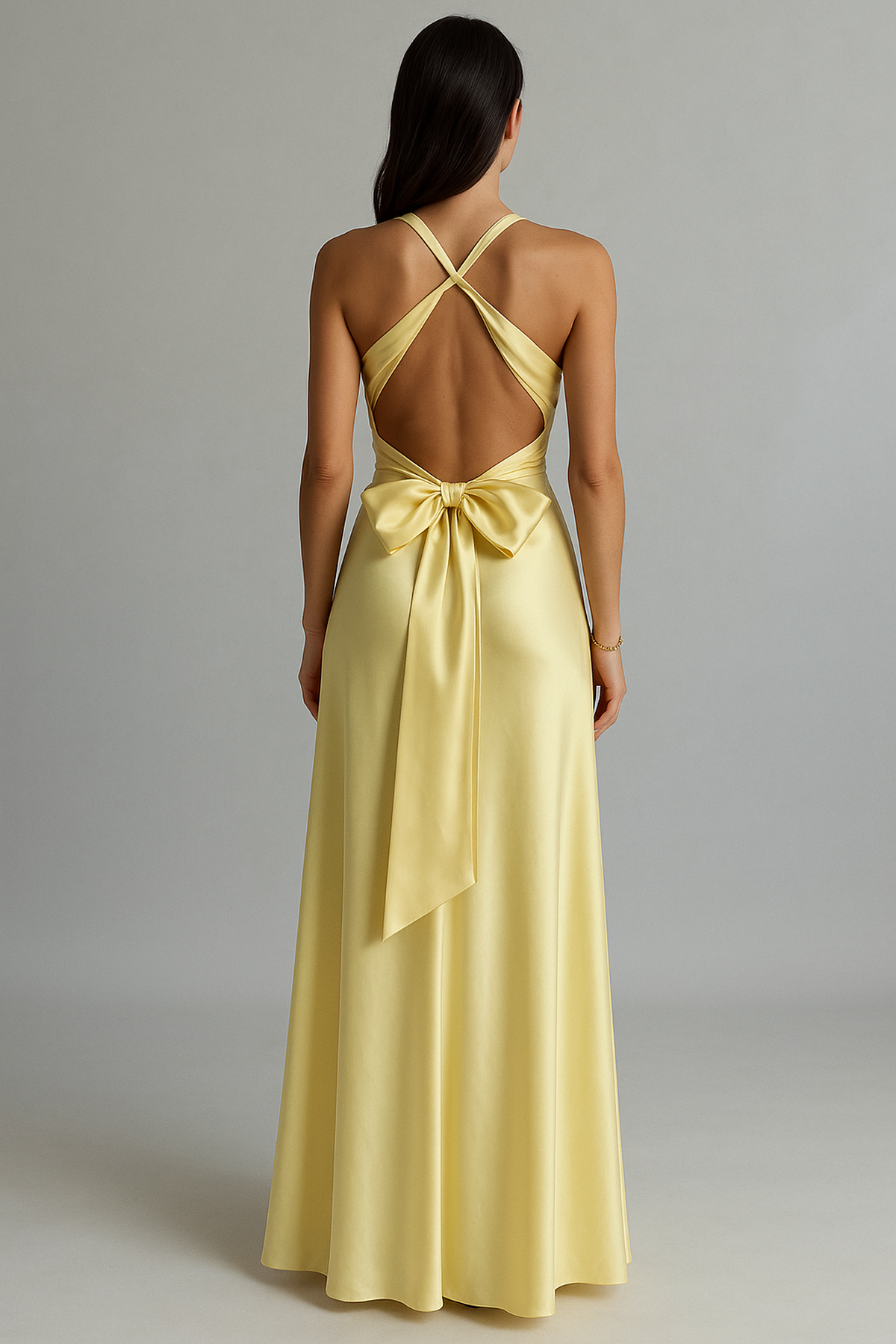 NOUVEAU RICHE Ärmelloses Satin-Neckholder-Maxikleid Bodenlang Tailliert