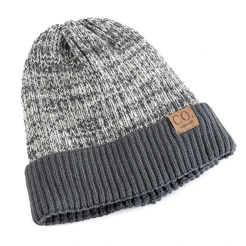 Neue Unisex-Wintermützen in zwei Farben mit Fellfutter, modische, warme Beanie-Mütze für Damen und Herren, lässige Winterstrickmützen 2