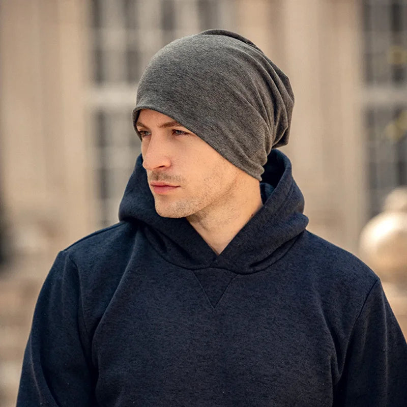 Neue, einfarbige, lässige Beanie-Mütze für Herren, Herbst und Frühling, Hip-Hop-Stil, weiche Ohrenwärmer, winddichte Outdoor-Mütze 1