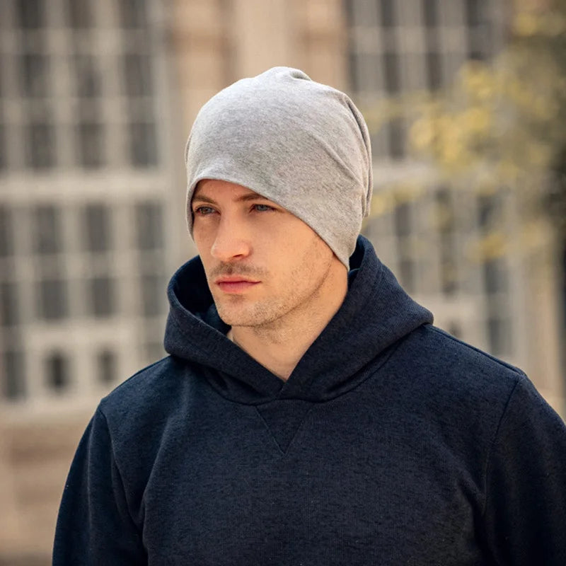 Neue, einfarbige, lässige Beanie-Mütze für Herren, Herbst und Frühling, Hip-Hop-Stil, weiche Ohrenwärmer, winddichte Outdoor-Mütze 2
