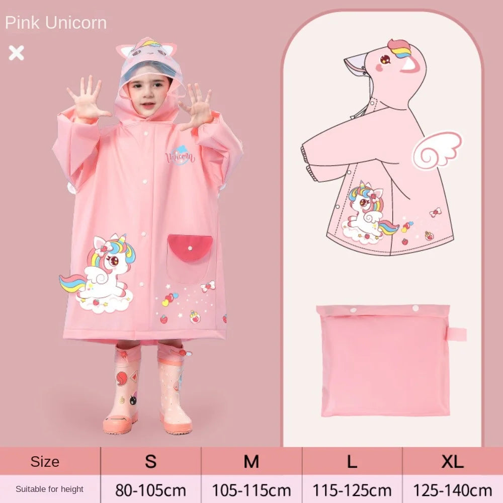 NOUVEAU RICHE Kinder Regenmantel Dinosaurier Einhorn Regenponcho Rosa Einhorn