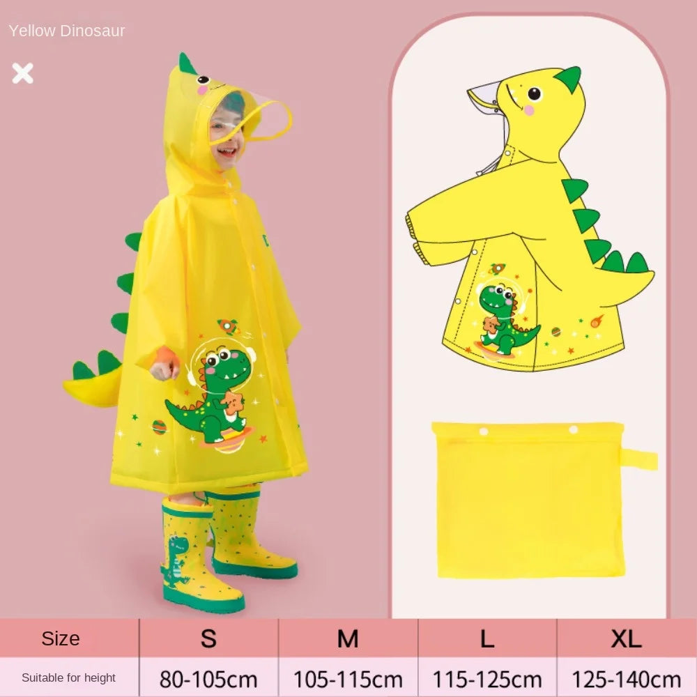 NOUVEAU RICHE Kinder Regenmantel Dinosaurier Einhorn Regenponcho Gelber Dinosaurier