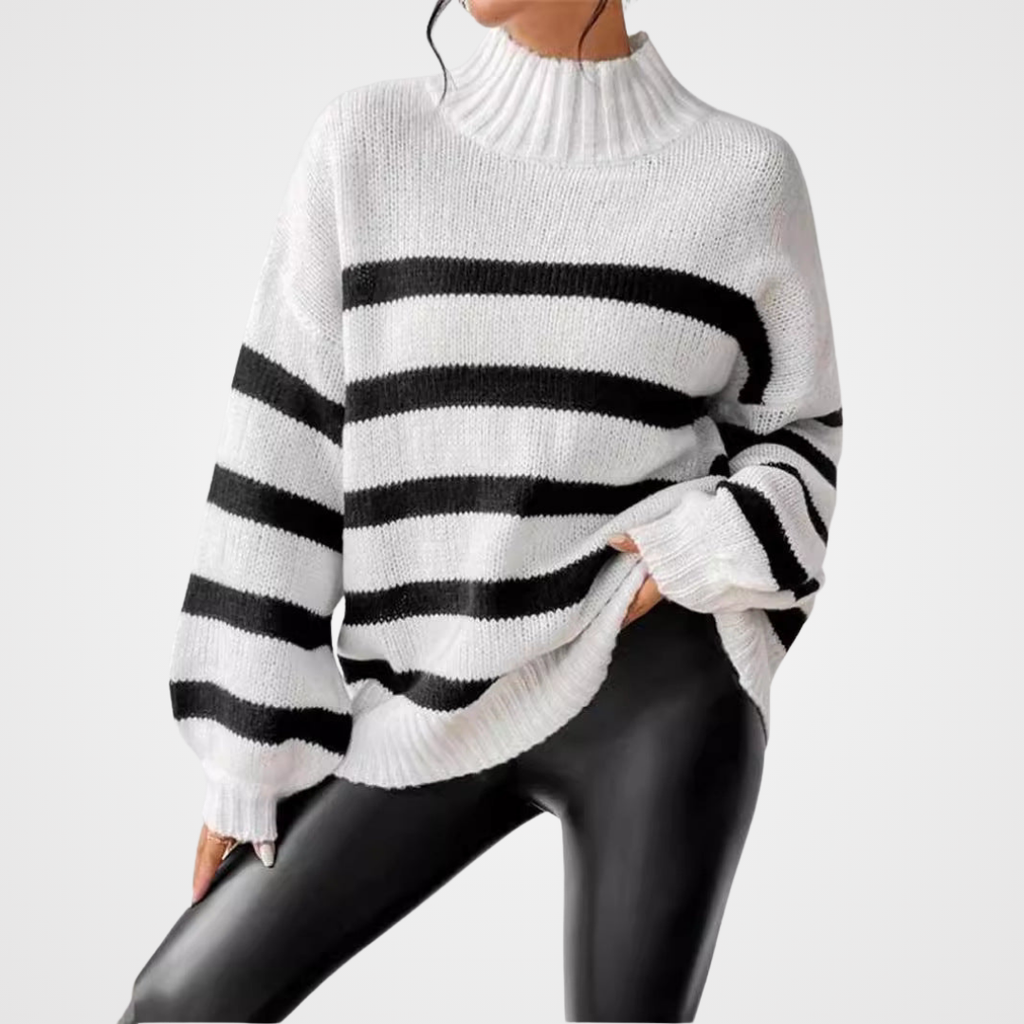 Isana | Damen Pullover | Rippkragen Gestreiftes Design