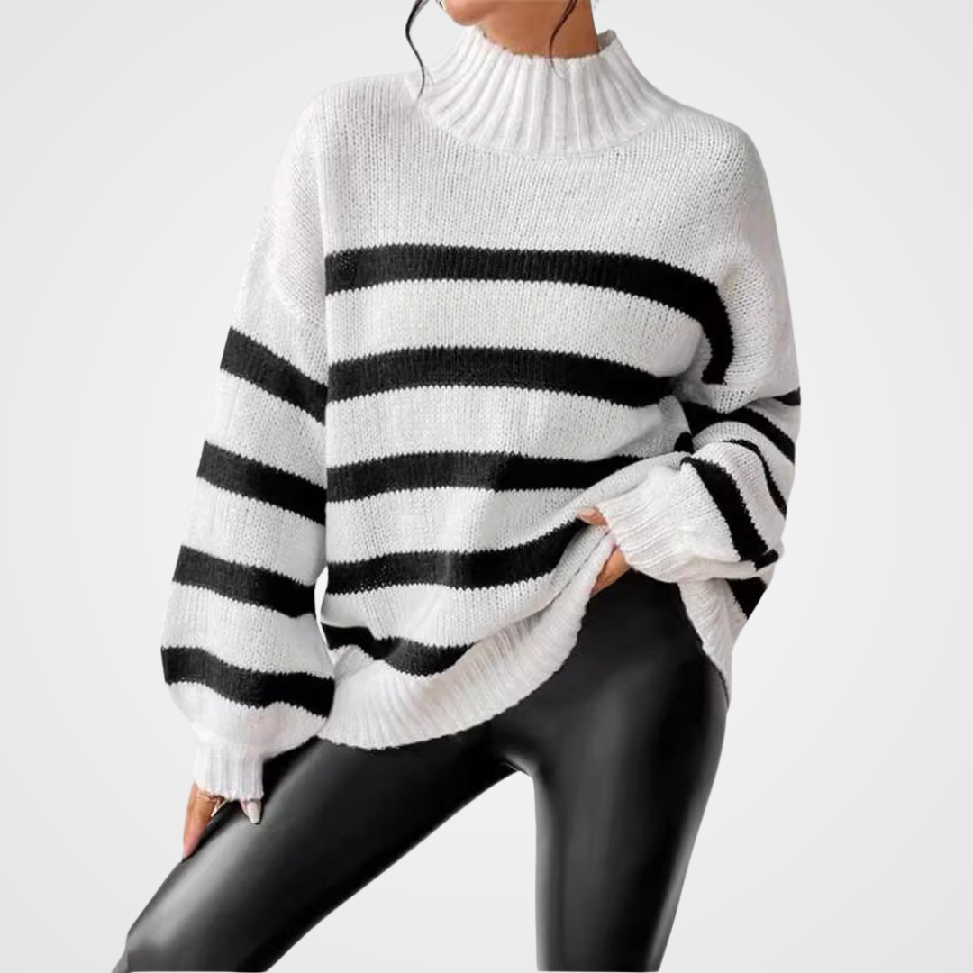 Isana | Damen Pullover | Rippkragen Gestreiftes Design