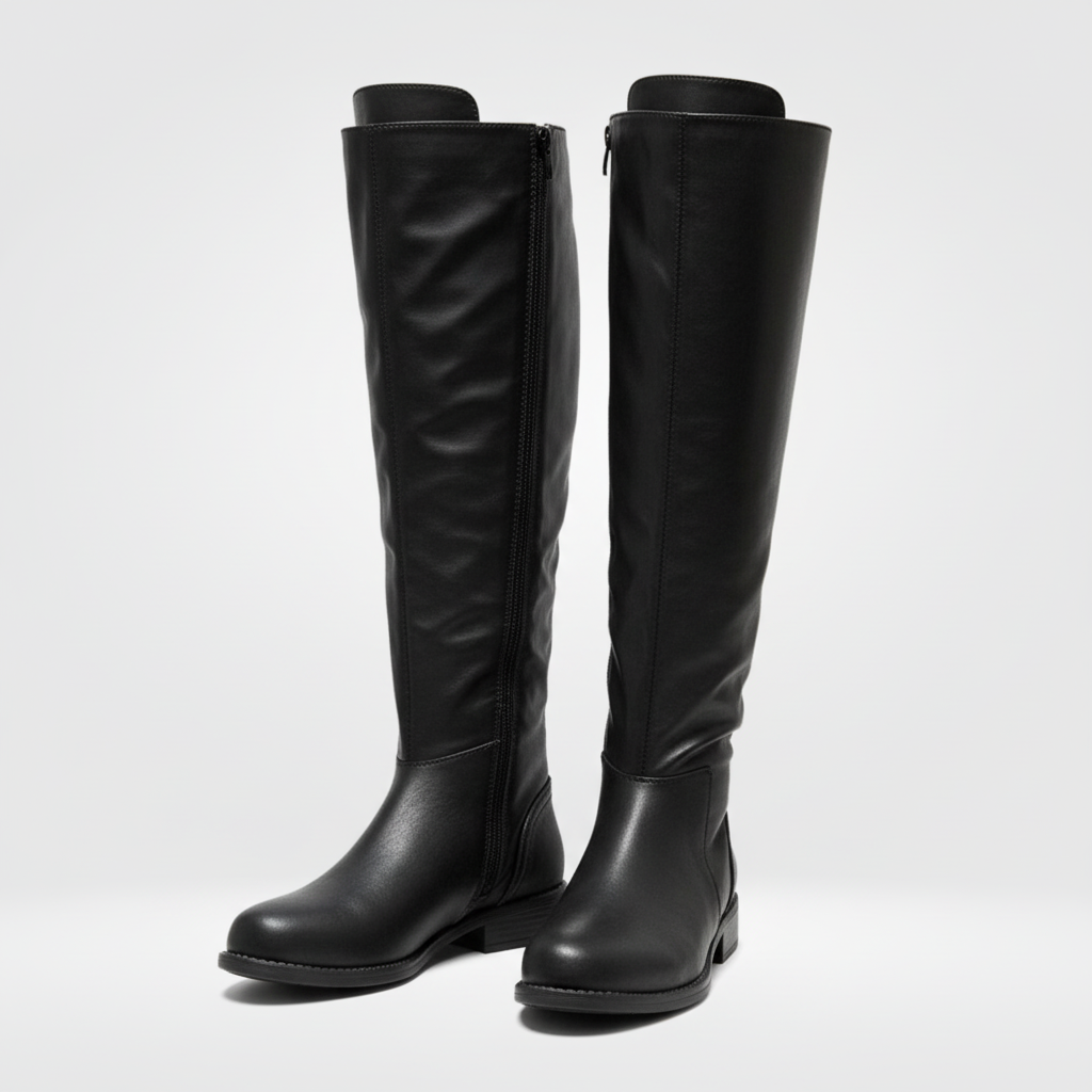 Damen Hohe Bequeme Stiefel Aus Leder Mit Vielseitigem Design